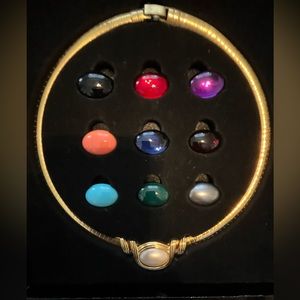 Joan Rivers Gold Tone 18” necklace with interchangeable colored stones